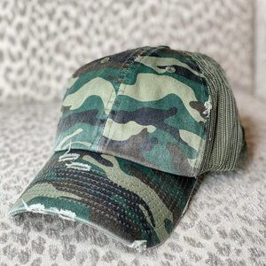 Distressed Camo Trucker Hat